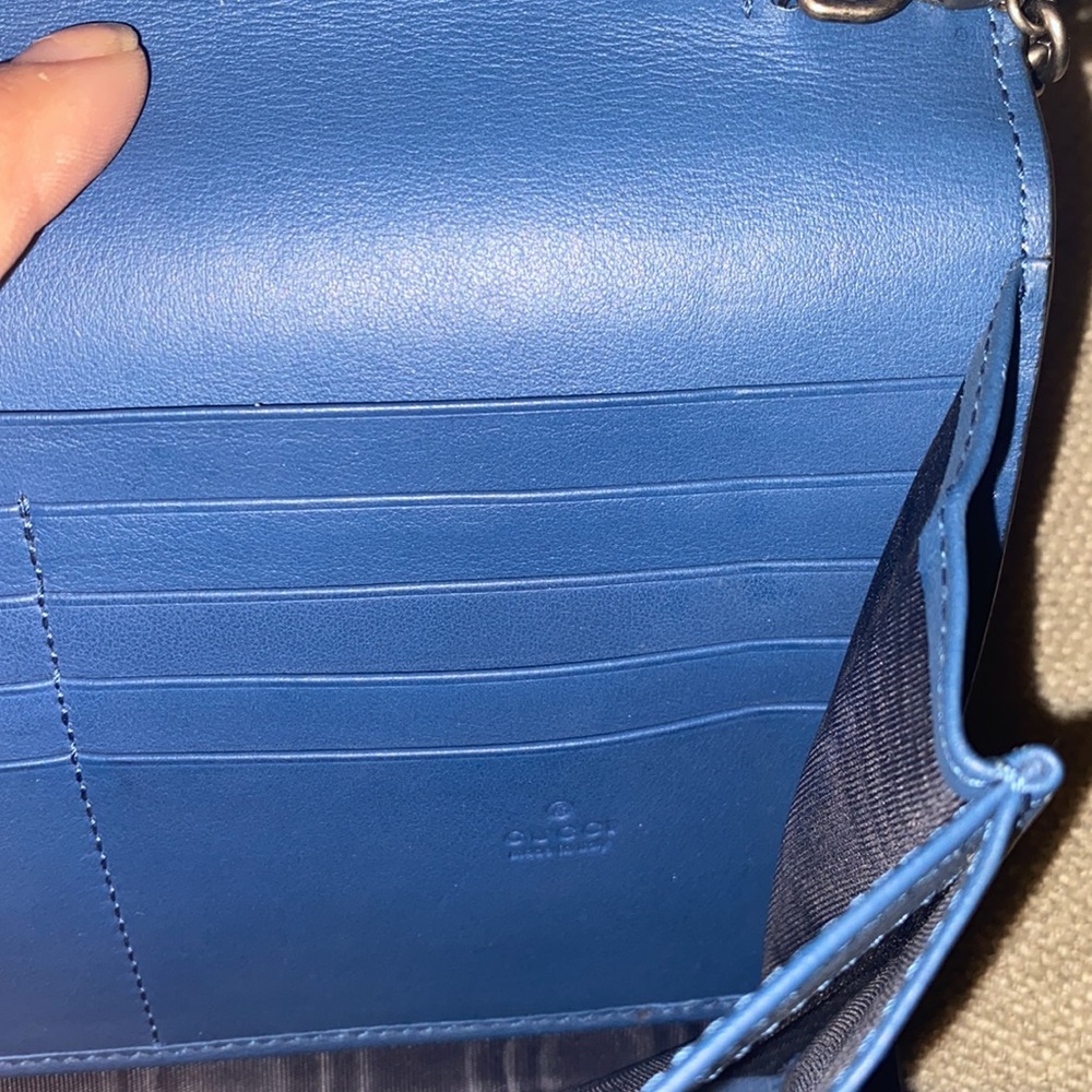 Gucci Blue Blooms GG Supreme Canvas Dionysus Wallet On Chain - Picture 11 of 13